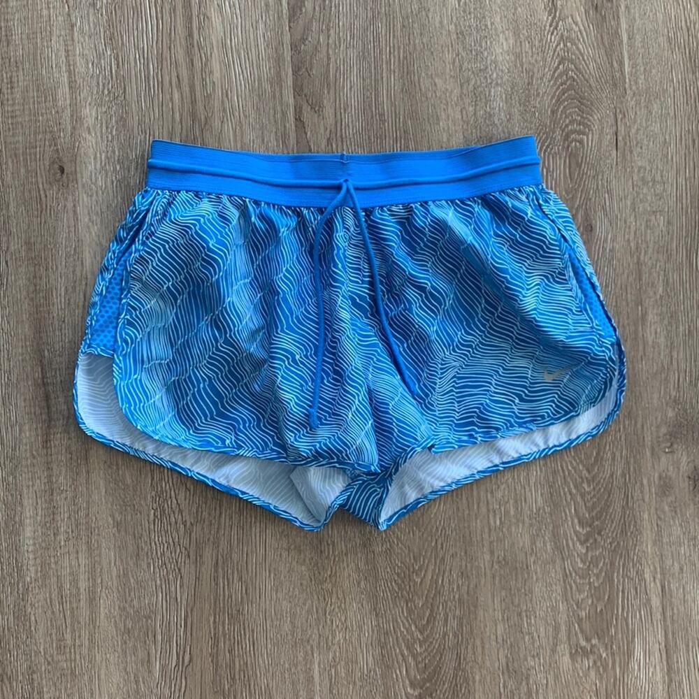 Nike Running Shorts‎ Blue & White Print Size Small Mid Rise